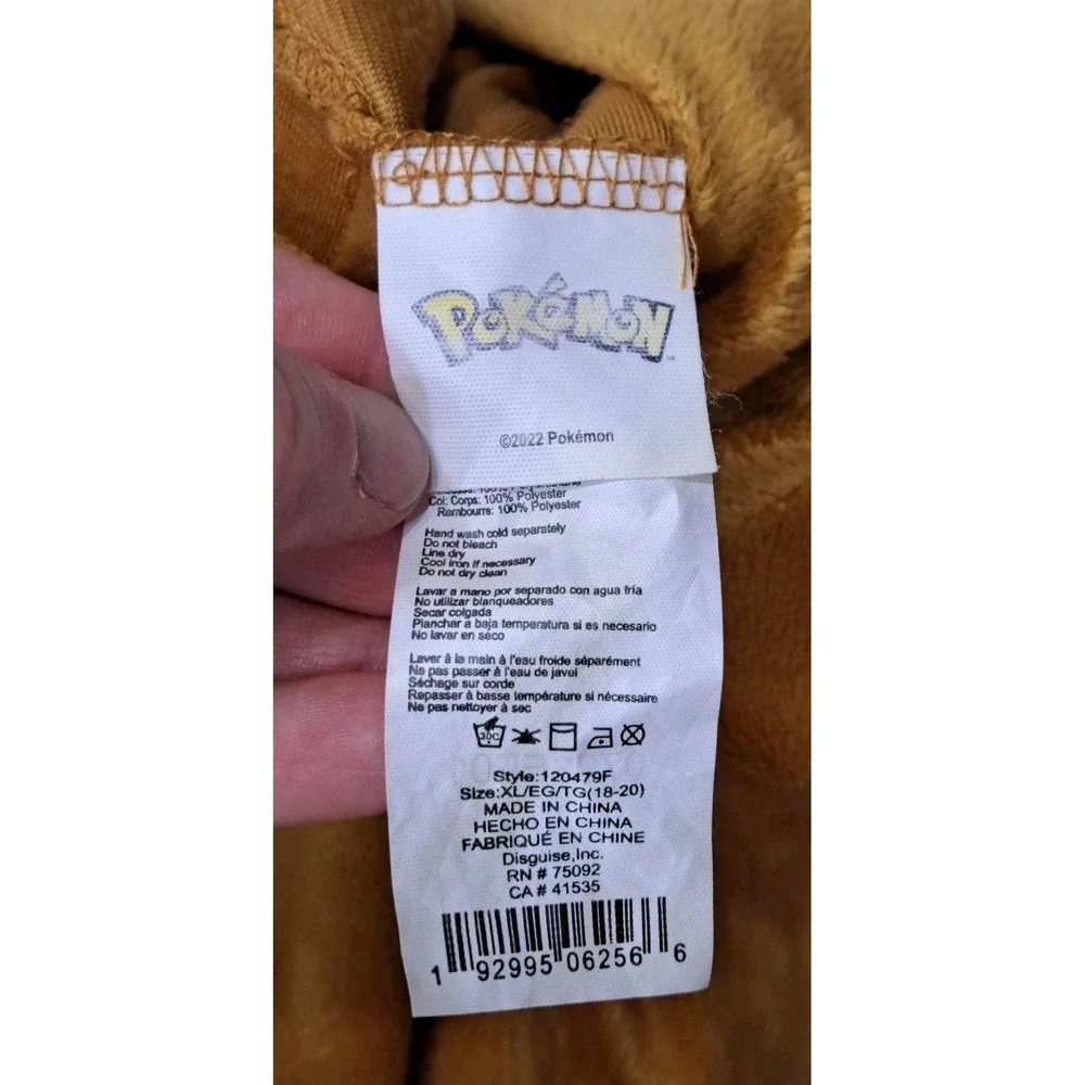 Pokemon Eevee Fleece Hooded Free Size Cosplay Adult Xl Large